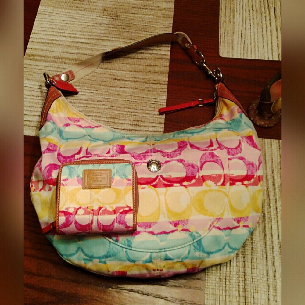 Coach watercolor shoulder bag and wallet